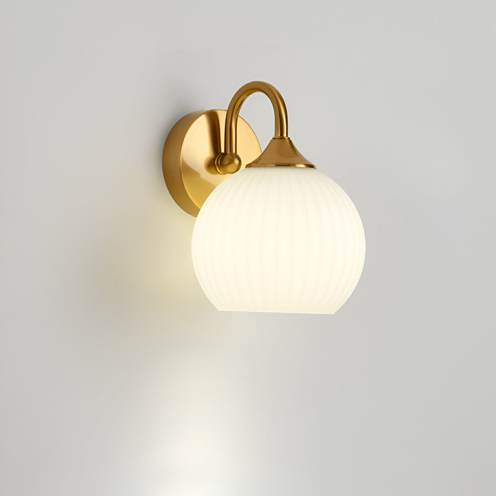 Contemporary Spherical Glass Wall Lamp with Striped Design and LED Compatibility 0