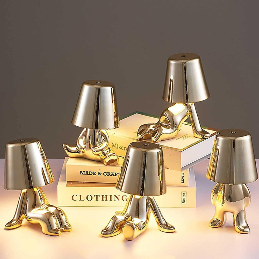 Cordless Table Lamp with Dimmable LED Light – Elegant Gold Resin Design, 17cm Height, Perfect for Bedside or Desk 1