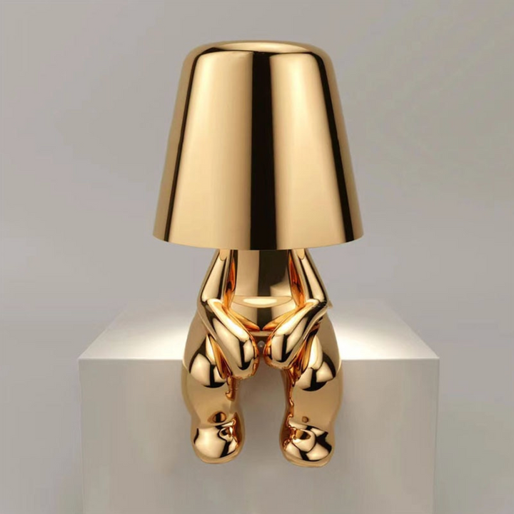 Cordless Table Lamp with Dimmable LED Light – Elegant Gold Resin Design, 17cm Height, Perfect for Bedside or Desk 14