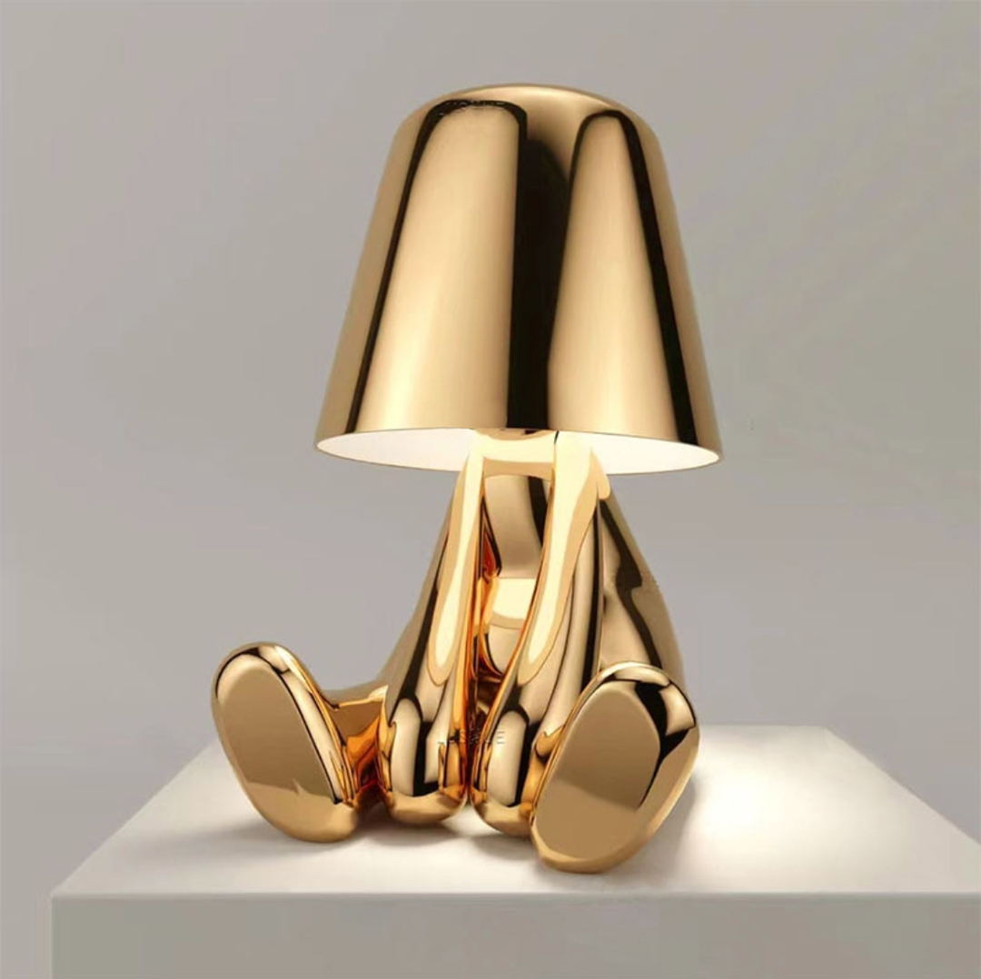 Cordless Table Lamp with Dimmable LED Light – Elegant Gold Resin Design, 17cm Height, Perfect for Bedside or Desk 15