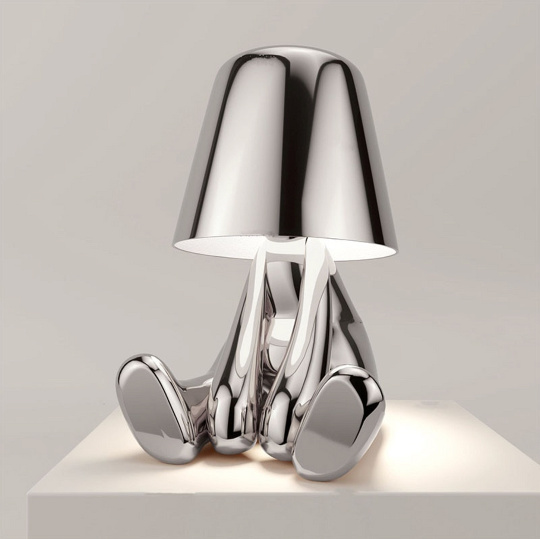 Cordless Table Lamp with Dimmable LED Light – Elegant Gold Resin Design, 17cm Height, Perfect for Bedside or Desk 17