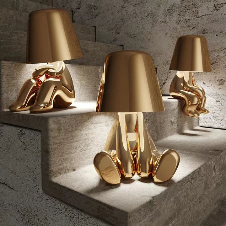 Cordless Table Lamp with Dimmable LED Light – Elegant Gold Resin Design, 17cm Height, Perfect for Bedside or Desk 2