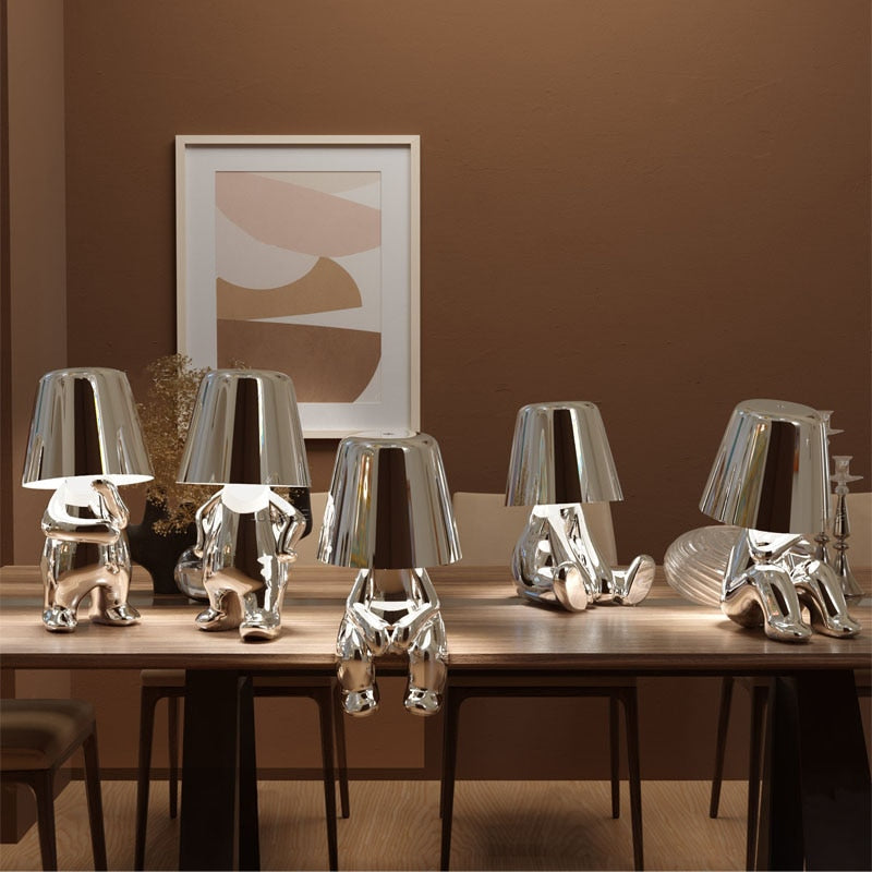 Cordless Table Lamp with Dimmable LED Light – Elegant Gold Resin Design, 17cm Height, Perfect for Bedside or Desk 3