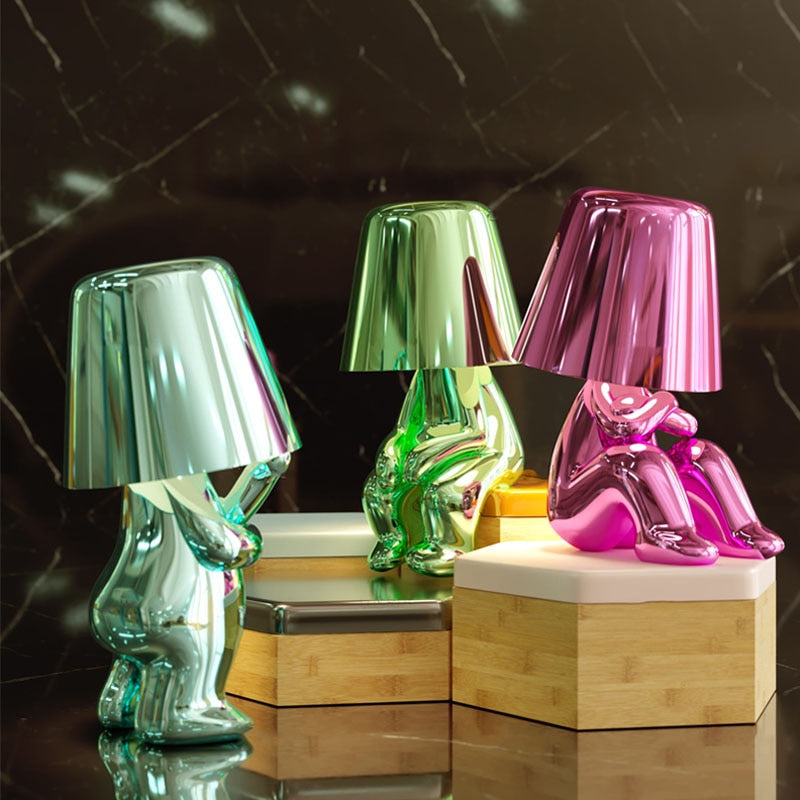 Cordless Table Lamp with Dimmable LED Light – Elegant Gold Resin Design, 17cm Height, Perfect for Bedside or Desk 4