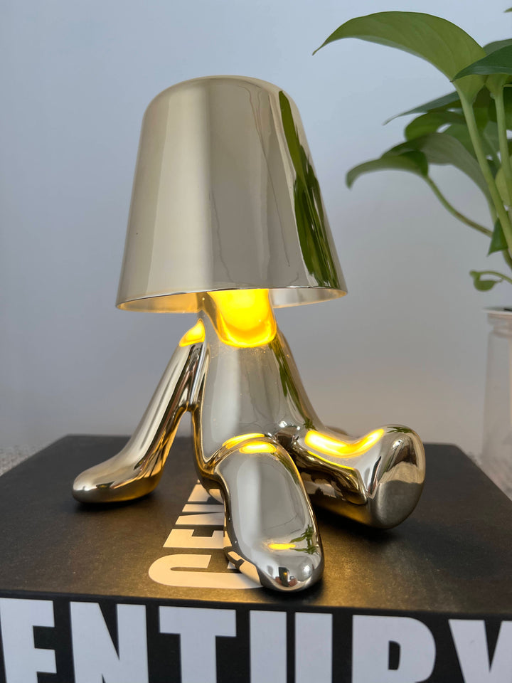 Cordless Table Lamp with Dimmable LED Light – Elegant Gold Resin Design, 17cm Height, Perfect for Bedside or Desk 7