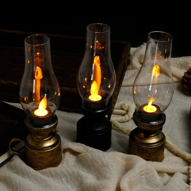 Cordless Vintage LED Oil Lamp – Warm Ambient Lighting for Elegant Home Decor, Portable Retro Design 1