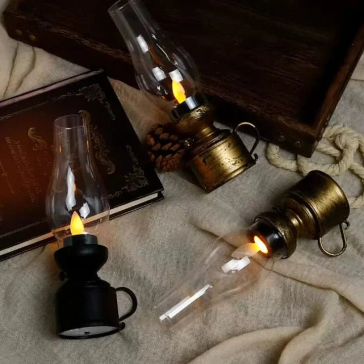 Cordless Vintage LED Oil Lamp – Warm Ambient Lighting for Elegant Home Decor, Portable Retro Design 2