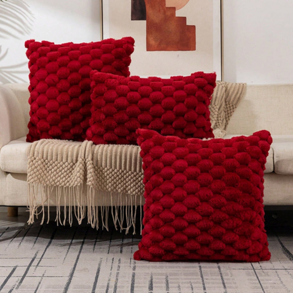 Cream White 3D Texture Cushion Cover – Soft Cotton Polyester Blend Sofa Cushion Covers for Home Decor 10