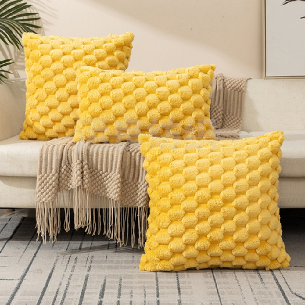 Cream White 3D Texture Cushion Cover – Soft Cotton Polyester Blend Sofa Cushion Covers for Home Decor 2