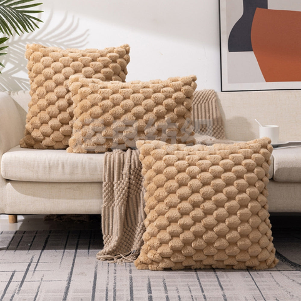 Cream White 3D Texture Cushion Cover – Soft Cotton Polyester Blend Sofa Cushion Covers for Home Decor 4