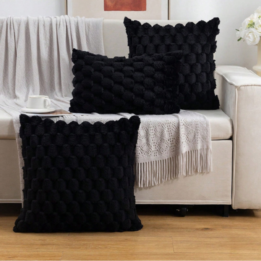 Cream White 3D Texture Cushion Cover – Soft Cotton Polyester Blend Sofa Cushion Covers for Home Decor 6