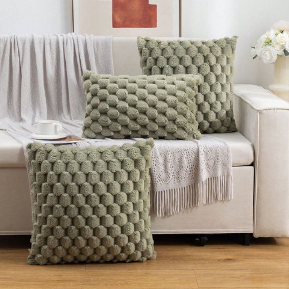 Cream White 3D Texture Cushion Cover – Soft Cotton Polyester Blend Sofa Cushion Covers for Home Decor 8