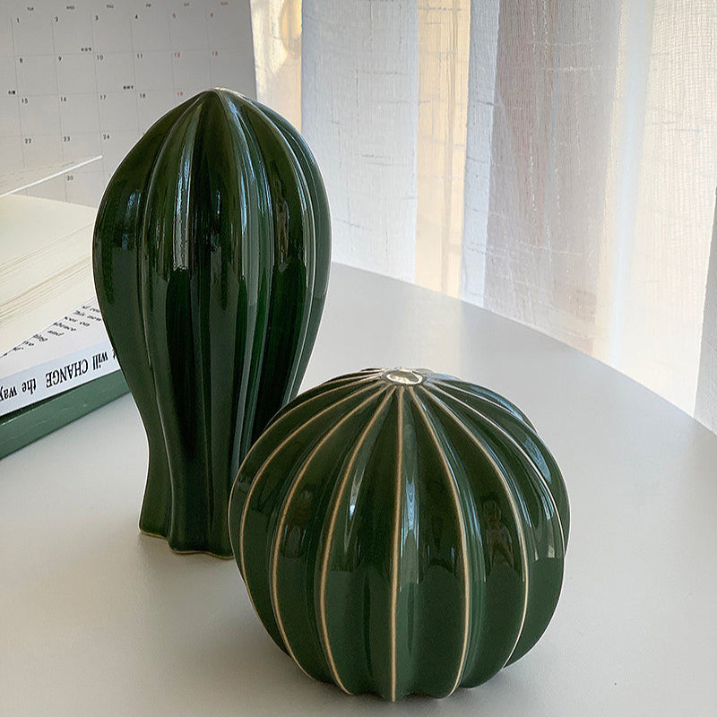 Creative Ceramic Cactus Ornaments – Modern Glossy Glaze Decor for Home and Office 1