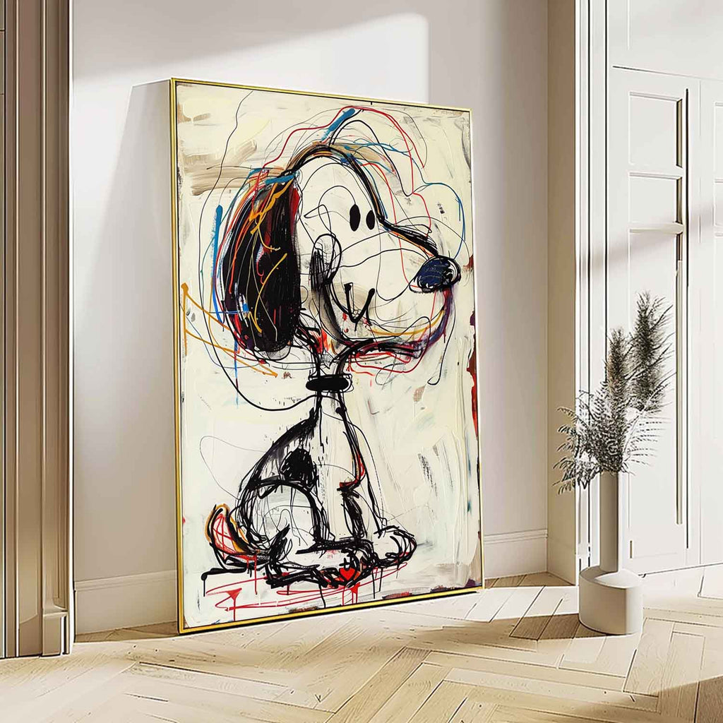 Custom Canvas Prints - Hand-Painted Abstract Graffiti Art with Animal Cartoon Design on Premium Linen 0