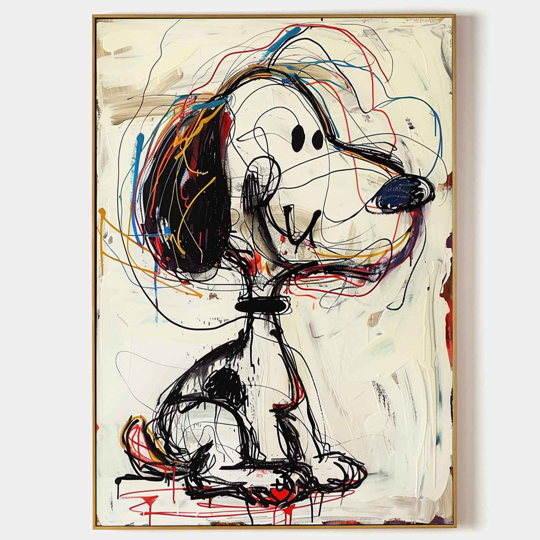 Custom Canvas Prints - Hand-Painted Abstract Graffiti Art with Animal Cartoon Design on Premium Linen 1