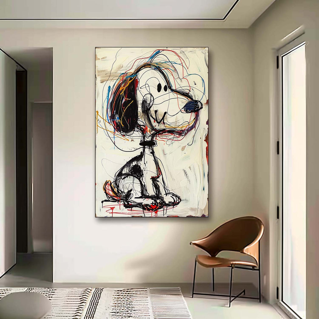 Custom Canvas Prints - Hand-Painted Abstract Graffiti Art with Animal Cartoon Design on Premium Linen 2