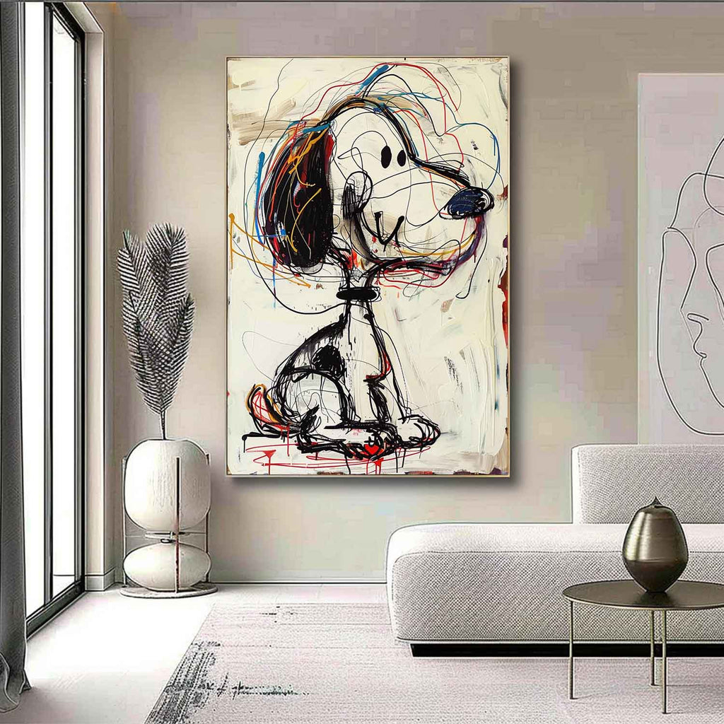 Custom Canvas Prints - Hand-Painted Abstract Graffiti Art with Animal Cartoon Design on Premium Linen 3