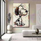 Custom Canvas Prints - Hand-Painted Abstract Graffiti Art with Animal Cartoon Design on Premium Linen 3