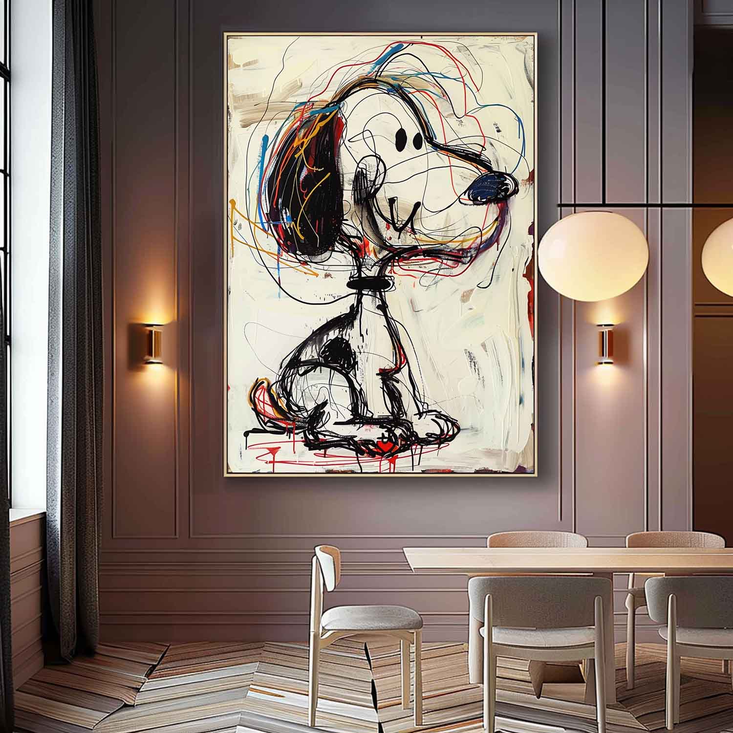 Custom Canvas Prints - Hand-Painted Abstract Graffiti Art with Animal Cartoon Design on Premium Linen 4