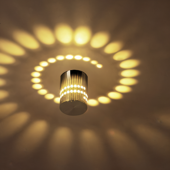 Cylindrical LED Wall Light with Spiral Color Projection – Modern Decorative Lighting 0