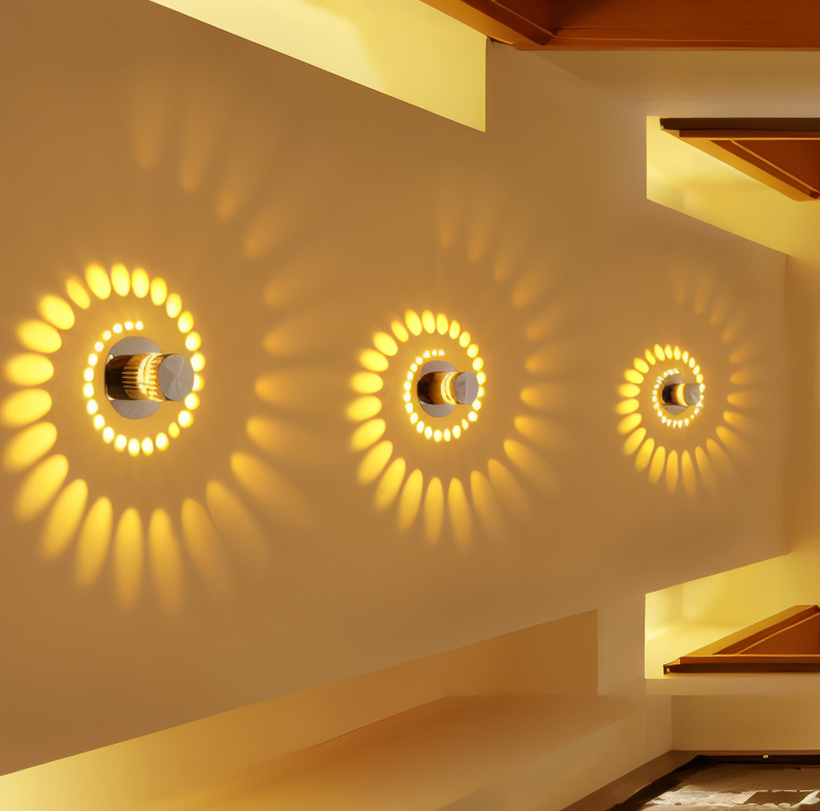 Cylindrical LED Wall Light with Spiral Color Projection – Modern Decorative Lighting 1