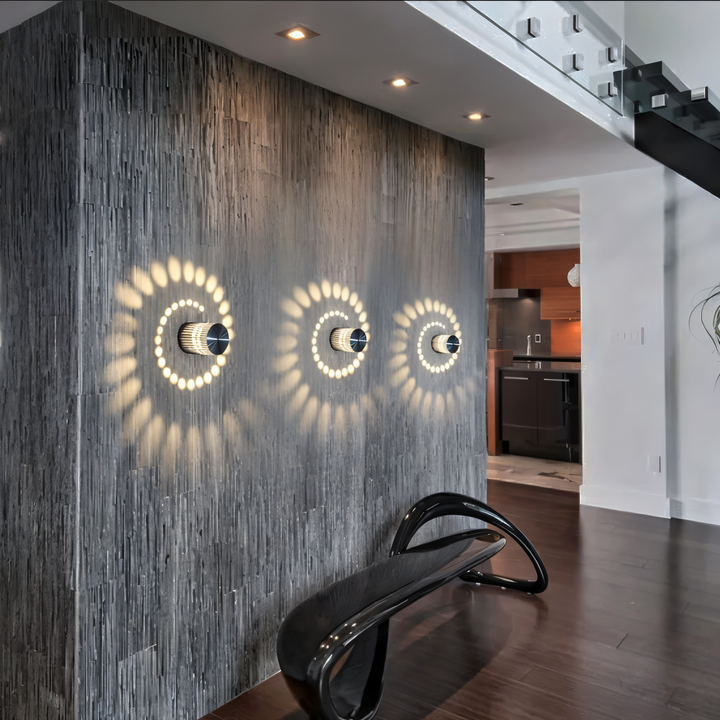 Cylindrical LED Wall Light with Spiral Color Projection – Modern Decorative Lighting 3