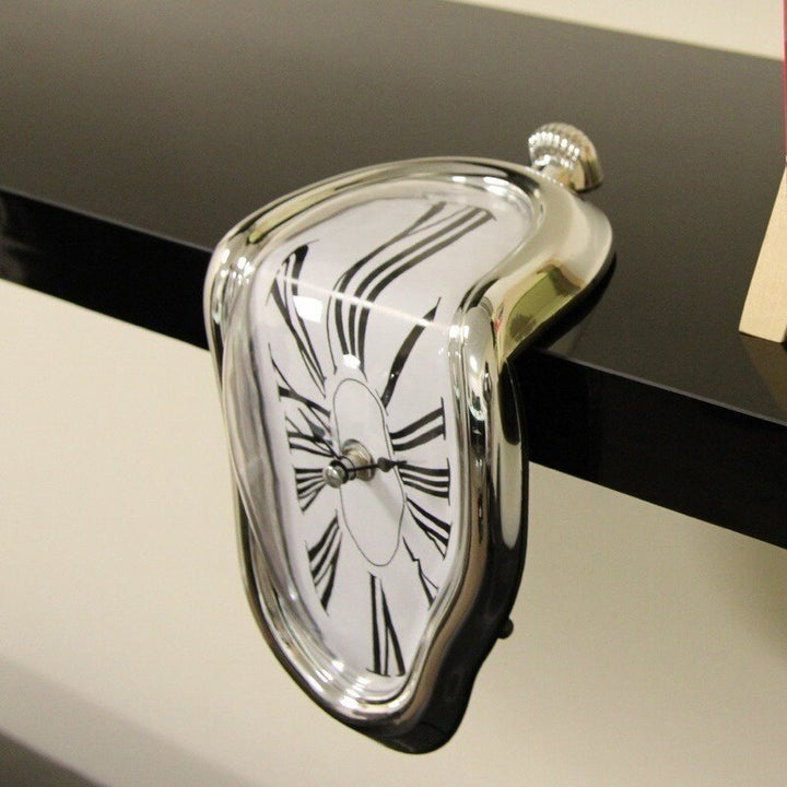 Dali Melting Clock – Surreal Art Timepiece in Gold, Silver, White, and Black 1
