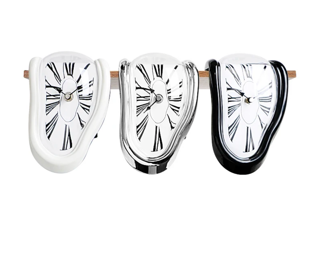 Dali Melting Clock – Surreal Art Timepiece in Gold, Silver, White, and Black 5