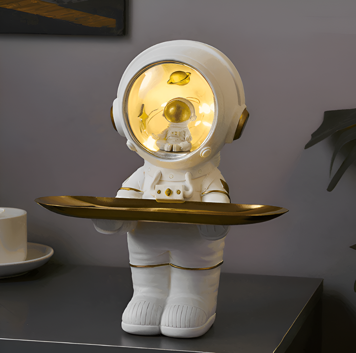 Decorative Astronaut Tray with LED Light – Stylish Storage Solution for Keys and Accessories, Medium Size 0