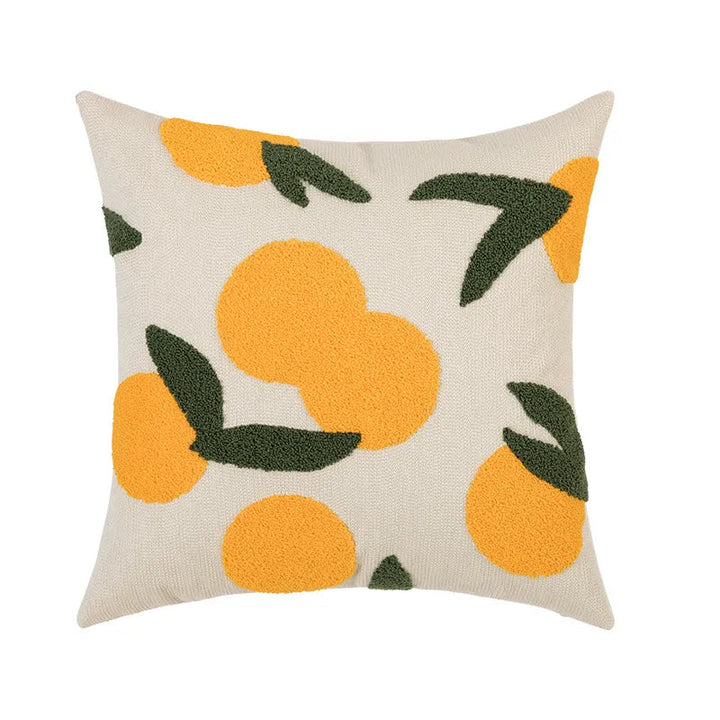 Decorative Cushion Cover with Orange Embroidery – 45x45 cm Soft Cotton for Warm Country Style 0