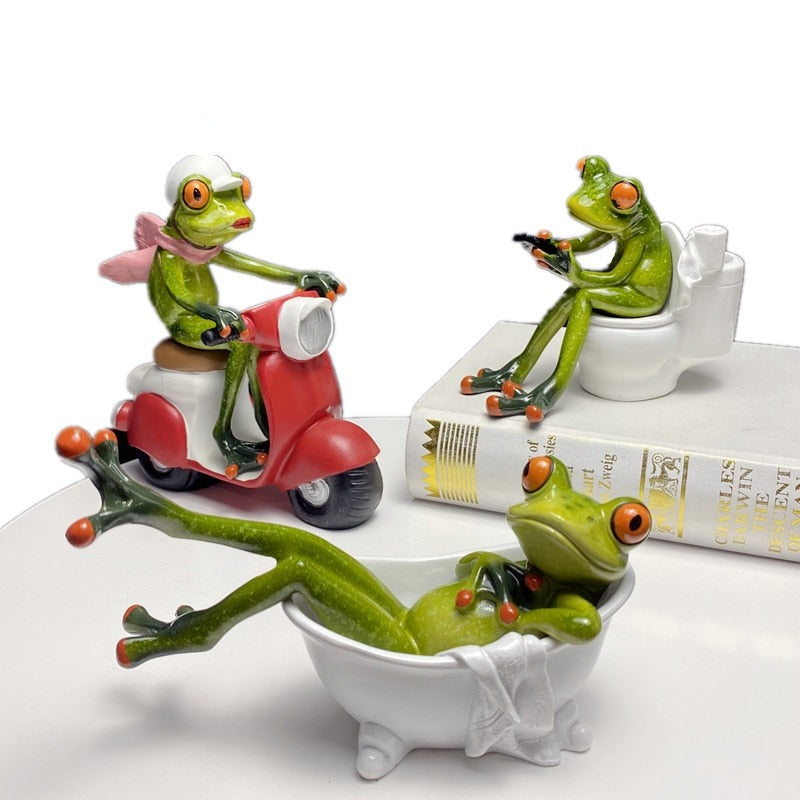 Decorative Resin Frog Sculpture for Home and Office - Unique Design, Durable Material, Compact Size 1