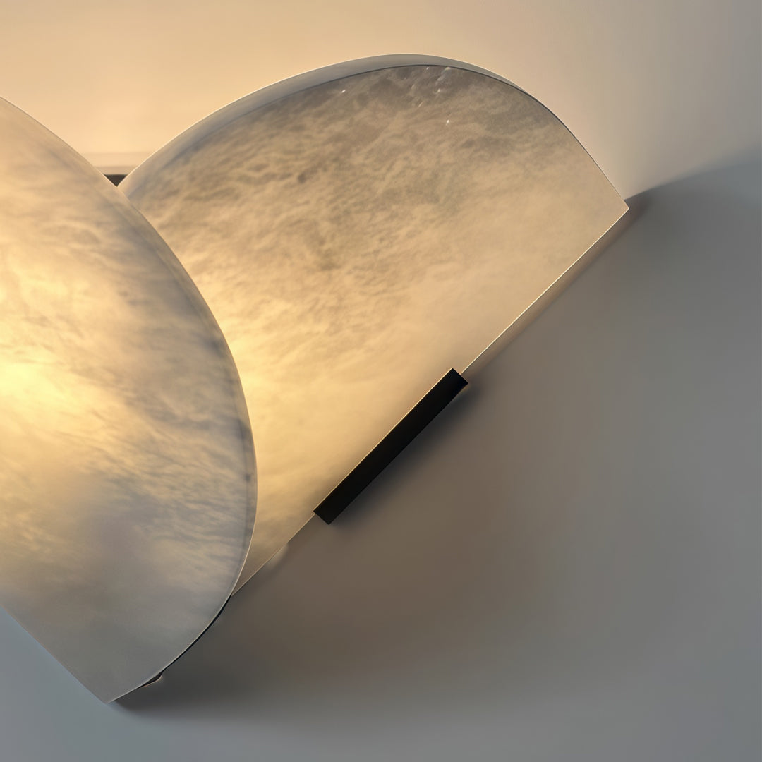 Designer LED Wall Light - Fan-Shaped Modern Wall Sconce in Stainless Steel and Marble - Warm 3000K Illumination for Living Room and Bedroom 4