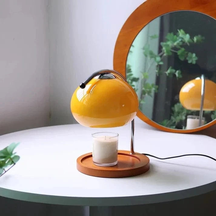Dimmable LED Table Lamp with Retro Glass Design – Cozy Candle Warmer for Stylish Home Decor 0
