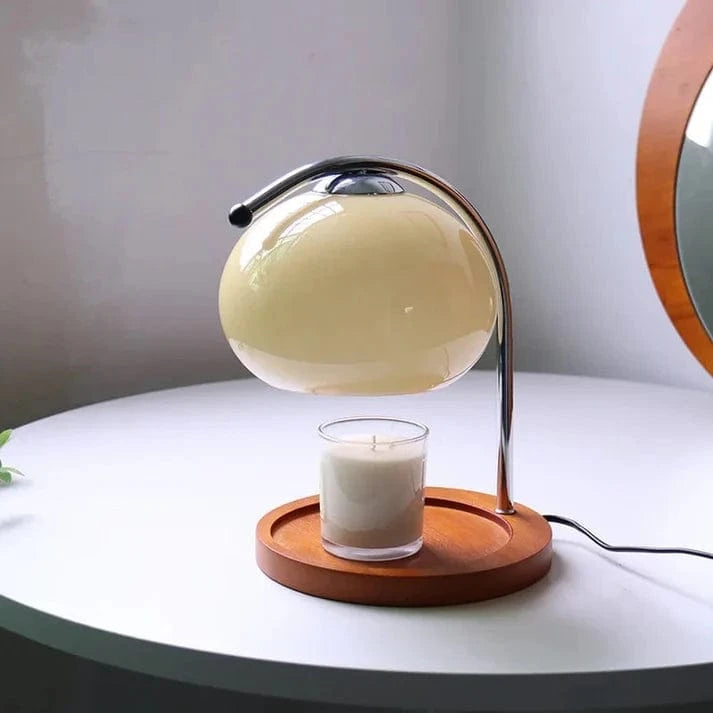 Dimmable LED Table Lamp with Retro Glass Design – Cozy Candle Warmer for Stylish Home Decor 5
