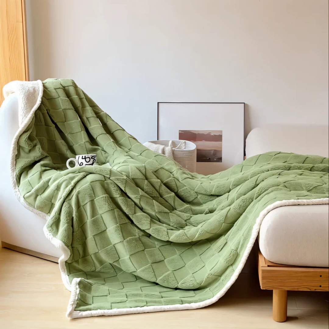 Double-Sided Sherpa and Fleece Blanket – Super Soft Plaid for Ultimate Warmth 2