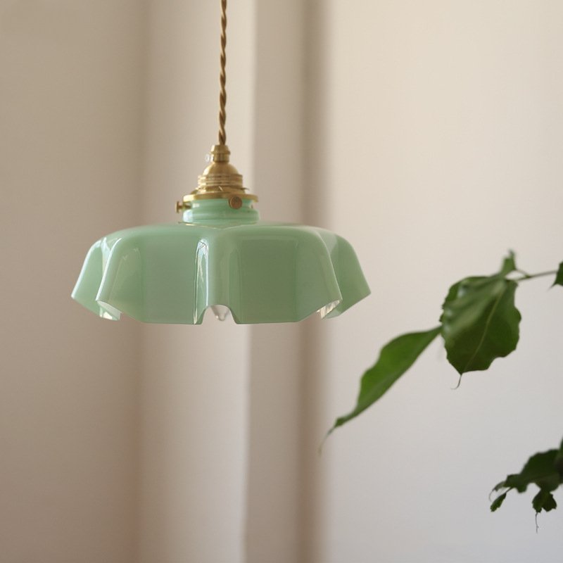 Draped Flower Retro Glass Pendant Light – Elegant Floral Design in Pastel Colors 1