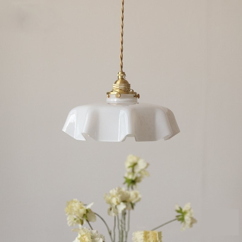 Draped Flower Retro Glass Pendant Light – Elegant Floral Design in Pastel Colors 4