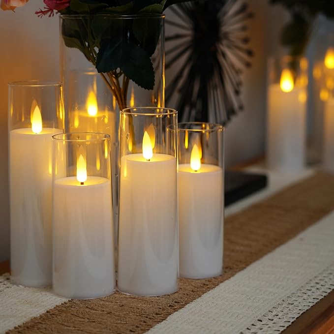 Elegant 9-Piece Flameless Acrylic Candle Set with Remote Control and Timer – Safe LED Flickering Candles for Home Décor 0