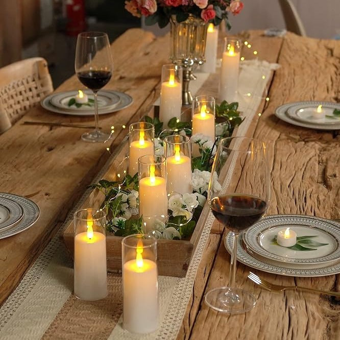 Elegant 9-Piece Flameless Acrylic Candle Set with Remote Control and Timer – Safe LED Flickering Candles for Home Décor 1