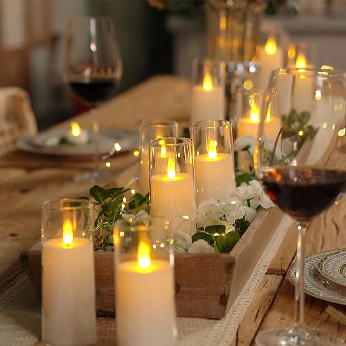 Elegant 9-Piece Flameless Acrylic Candle Set with Remote Control and Timer – Safe LED Flickering Candles for Home Décor 4
