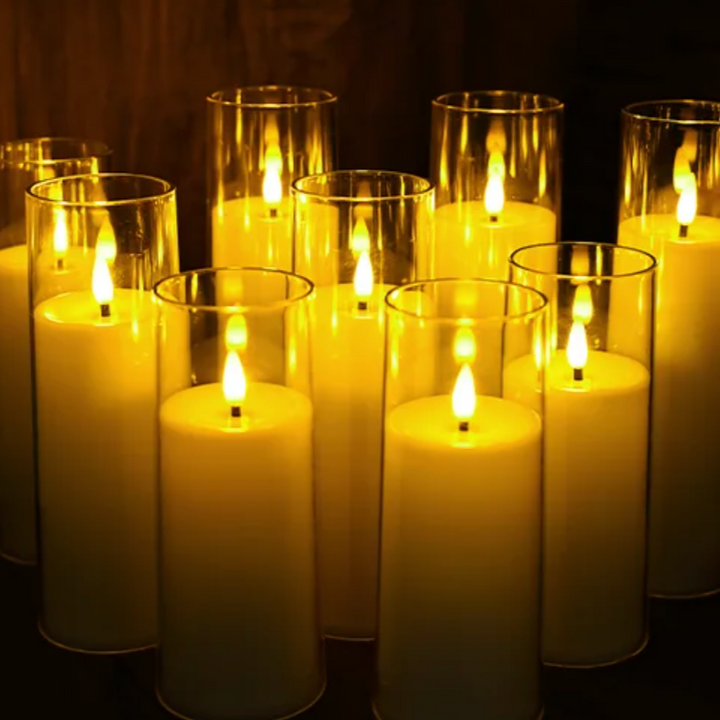 Elegant 9-Piece Flameless Acrylic Candle Set with Remote Control and Timer – Safe LED Flickering Candles for Home Décor 5