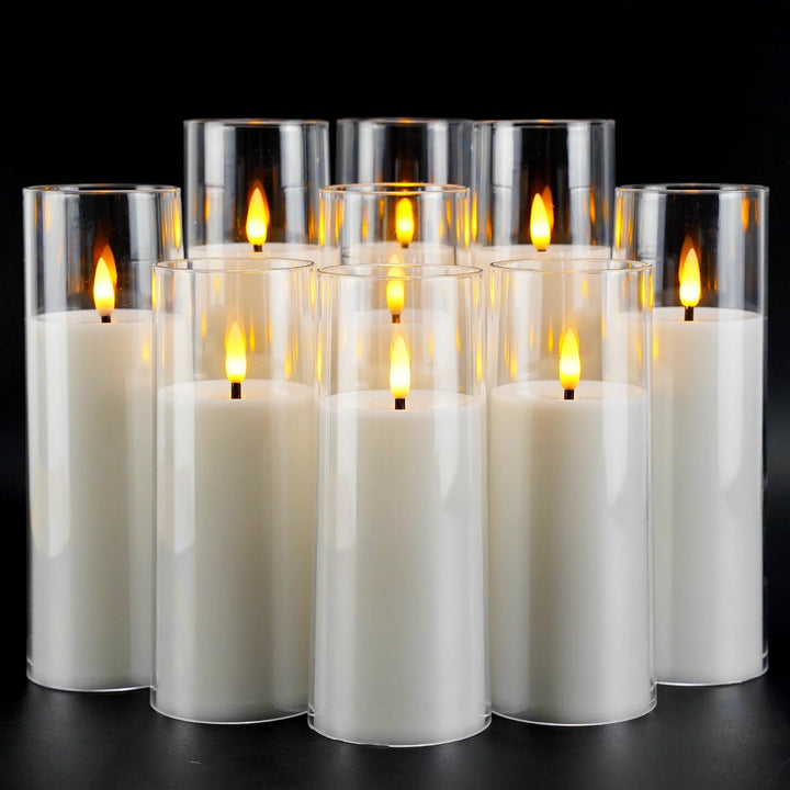 Elegant 9-Piece Flameless Acrylic Candle Set with Remote Control and Timer – Safe LED Flickering Candles for Home Décor 7