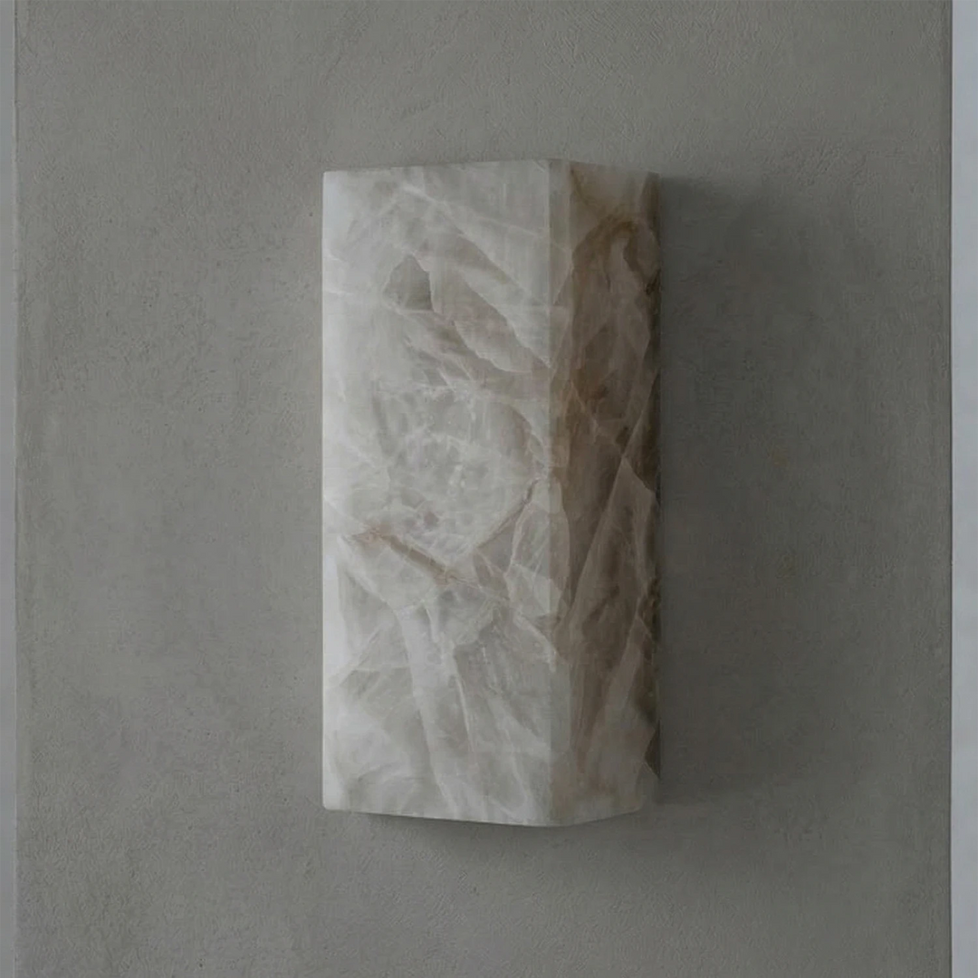 Elegant Alabaster Wall Light Sconce – Modern Transitional Design with Integrated LED for Bathroom and Living Room 1