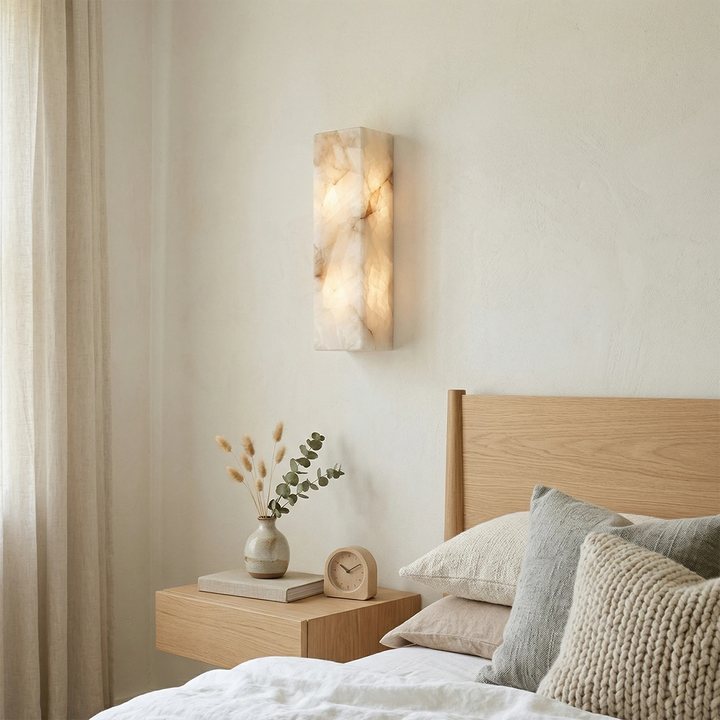 Elegant Alabaster Wall Light Sconce – Modern Transitional Design with Integrated LED for Bathroom and Living Room 5