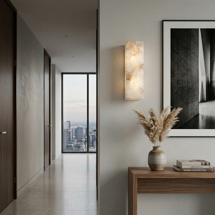 Elegant Alabaster Wall Light Sconce – Modern Transitional Design with Integrated LED for Bathroom and Living Room 6