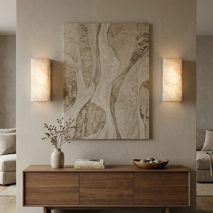 Elegant Alabaster Wall Light Sconce – Modern Transitional Design with Integrated LED for Bathroom and Living Room 8