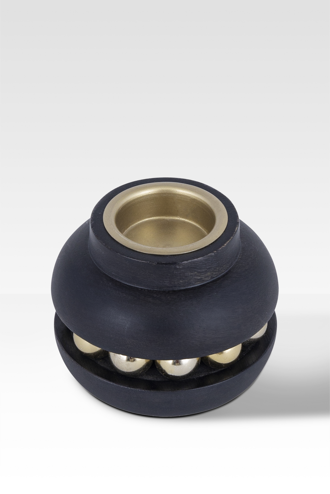 Elegant Black Candle Holder with Wooden Base and Golden Bead Chain – Stylish Home Decor Accent for Cozy Ambiance 3
