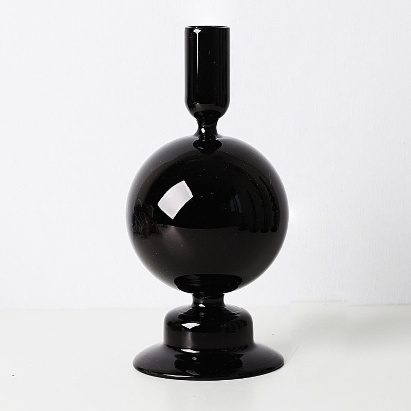 Elegant Black Glass Candle Holders for Taper Candles - Sophisticated Home Decor and Unique Candle Stick Holders 2