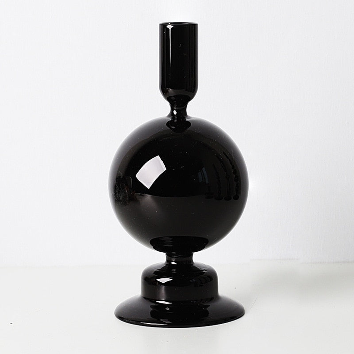 Elegant Black Glass Candle Holders for Taper Candles - Sophisticated Home Decor and Unique Candle Stick Holders 2