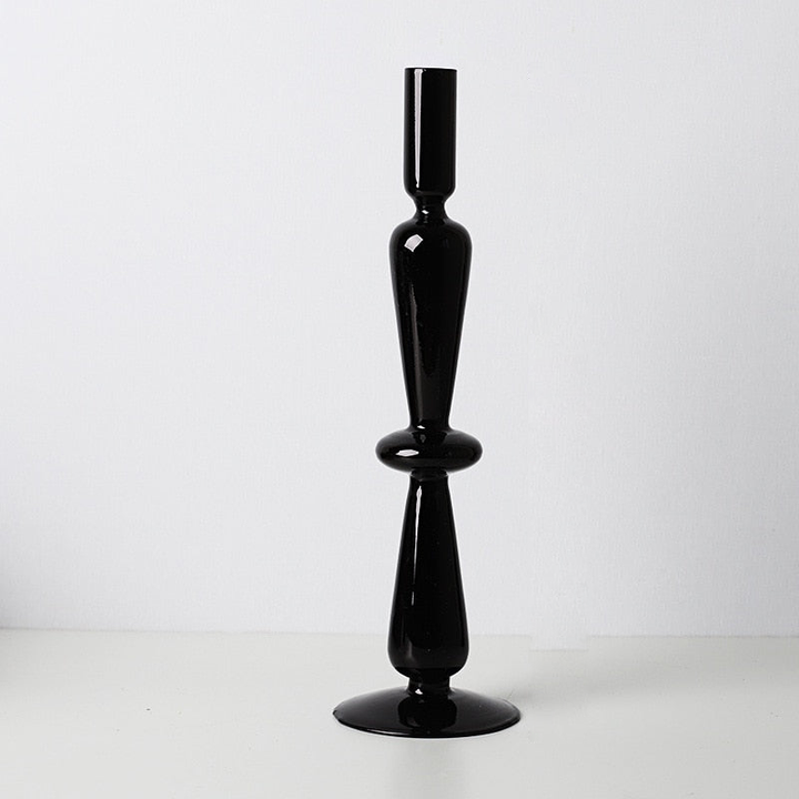 Elegant Black Glass Candle Holders for Taper Candles - Sophisticated Home Decor and Unique Candle Stick Holders 3